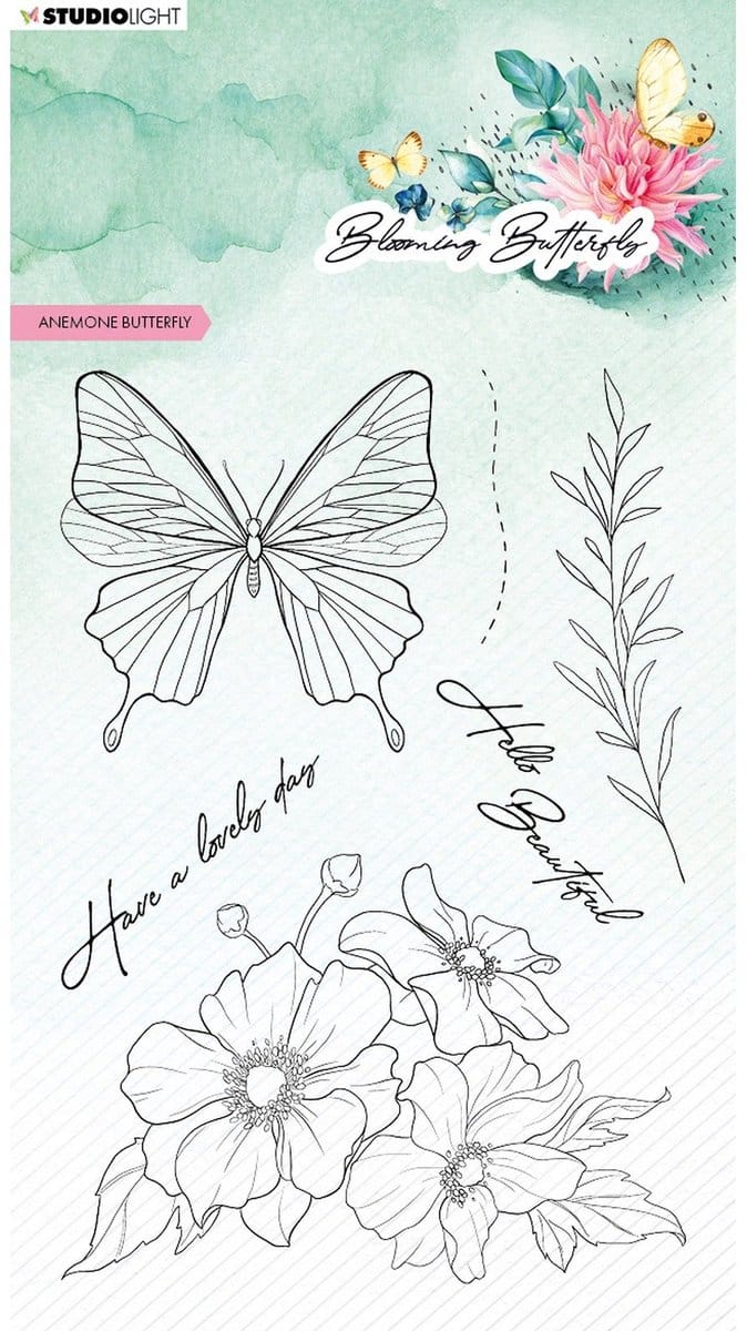 Studio Light Blooming Butterfly Clear Stempels Anemone Butterfly
