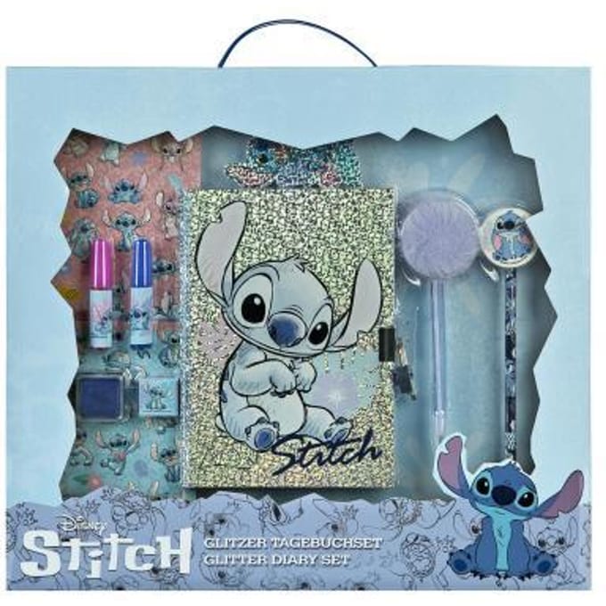 Stitch Glitter Diary Set - Glitterenhanced notitieboek - Meisjes - Multicolor