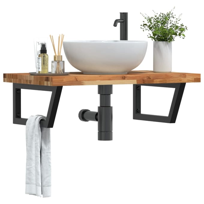 vidaXL - Badkamer - wandschap - staal - en - massief - acaciahout
