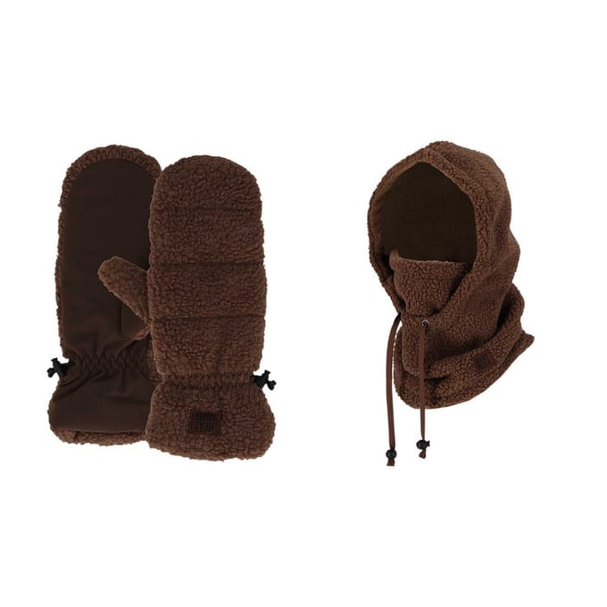 Thermo bivakmuts teddy + Teddy wanten - Dames - Taupe / One size
