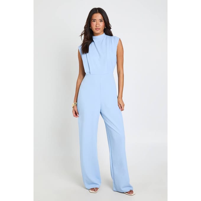 boohoo Dames Jumpsuit Met Geplooide Details En Gestructureerde Pasvorm | Lichtblauw | Maat: 40