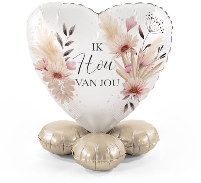 Ik hou van jou - Bloemen - Ballonnen set met standaard - Everloon