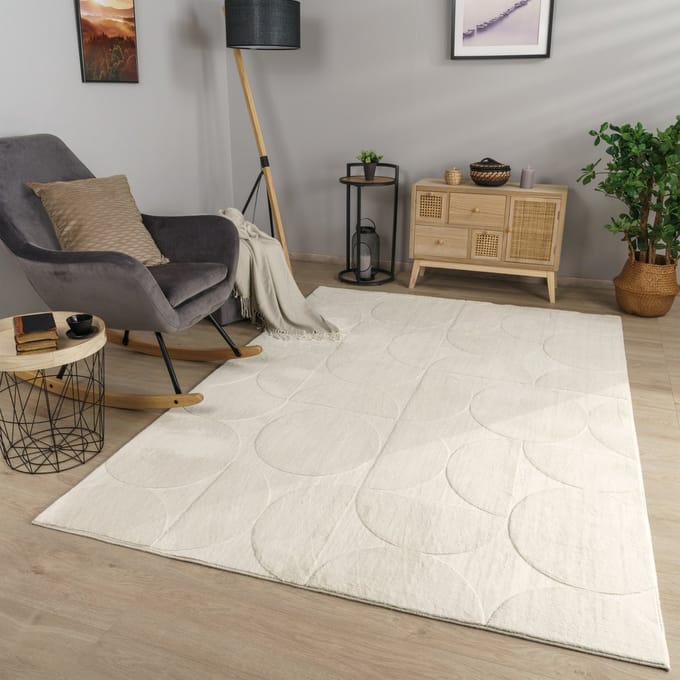 Woonkamertapijt eetkamer kortpolig geometrisch uiterlijk Skandi Boho effen kleuren 120 x 160 cm Rechthoek 120 x 160 cm Rechthoek beige