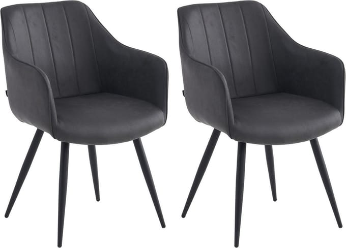 Colenis® - Verto Eetkamerstoel - Set Van 2 - Antraciet - Microfiber Stof - Microvezel - Industrieel