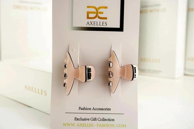 Luxe Haarklem 4 cm | Sierklem, 2-set in geschenkdoos (poeder-roze)