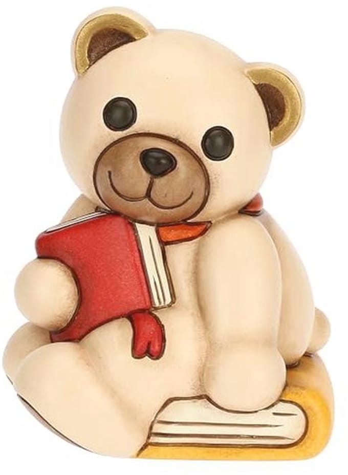 Teddy met Boek - Handbeschilderde Keramieken Geschenken