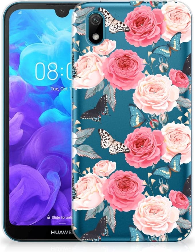 Huawei Y5 (2019) TPU Case Butterfly Roses