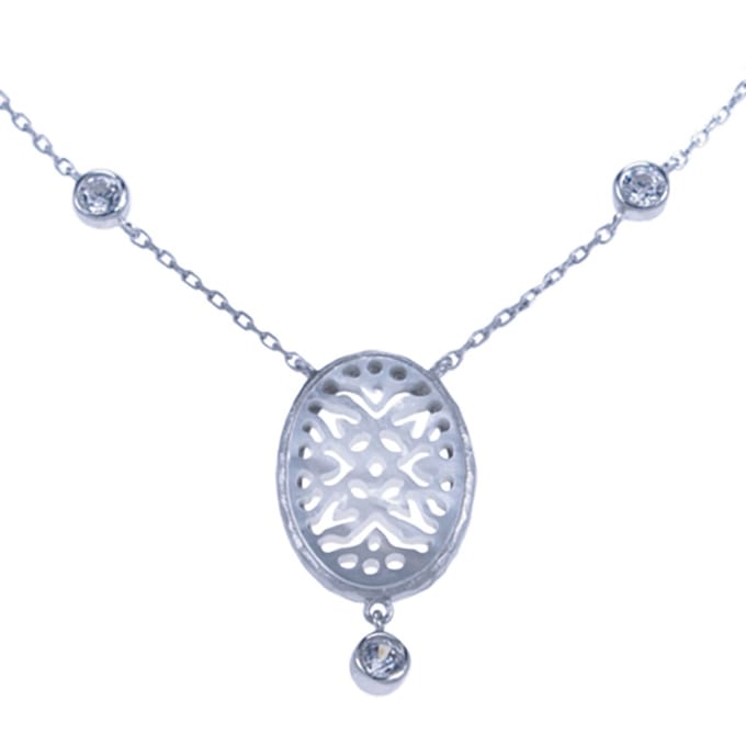 Zilveren kleine choker schelp(2975)