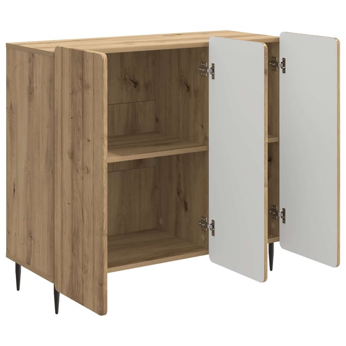 vidaXL - Dressoir - Artisanaal - eiken - 89 - x - 34,5 - x - 82 - cm - Bewerkt - hout