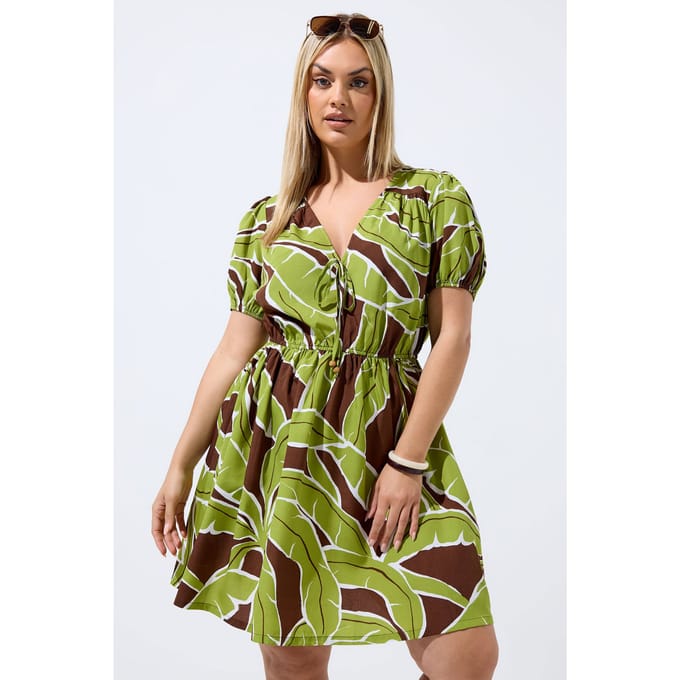 Limited Collection Groene Palmblad Minijurk Size 42