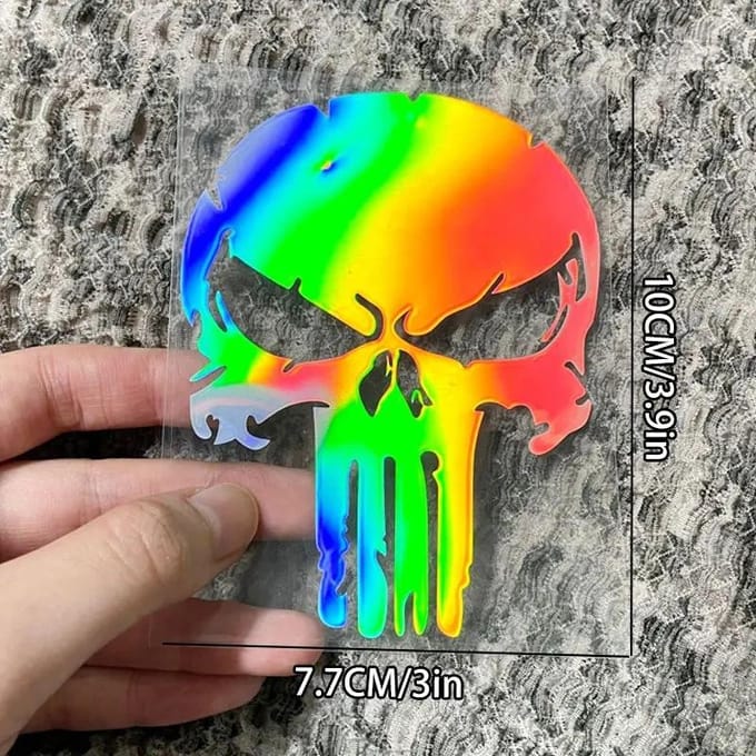 Gepersonaliseerde Reflecterende Autosticker Punisher Marvel Held Schedel Elektrisch Voertuig Motorfiets Decoratie Autosticker black