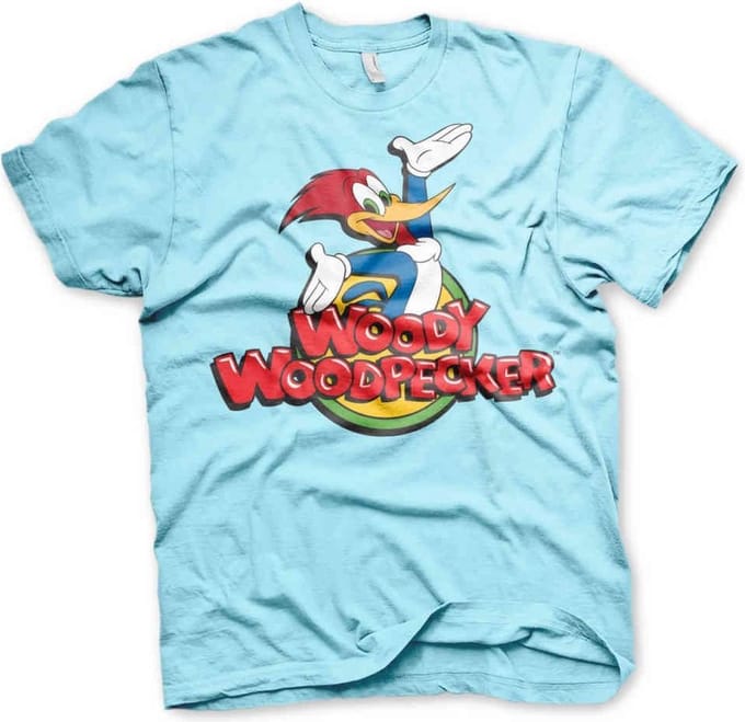 Woody Woodpecker Heren Tshirt -S- Classic Logo Blauw