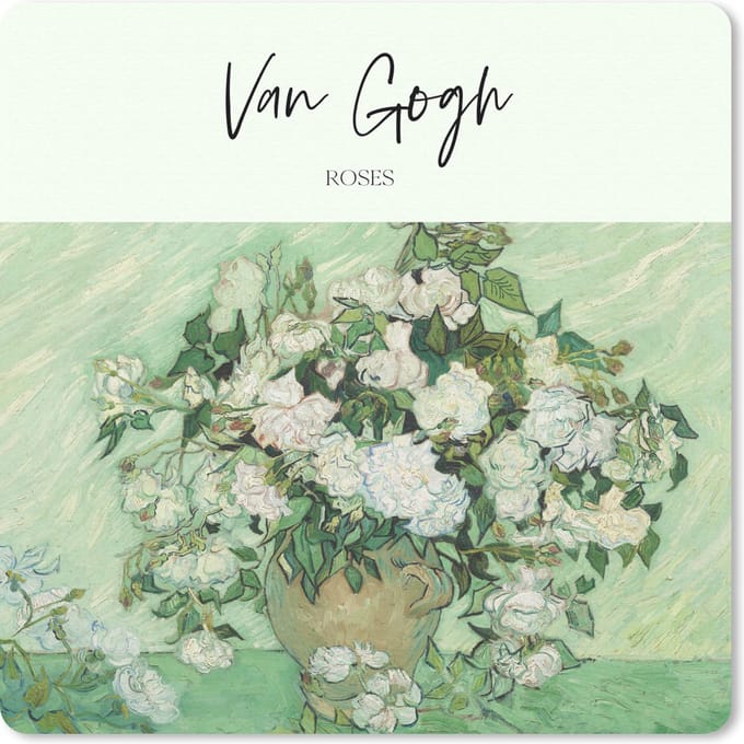Muismat 20x20 cm - Mousepad Van Gogh - Kunst - Roses - Muismatten