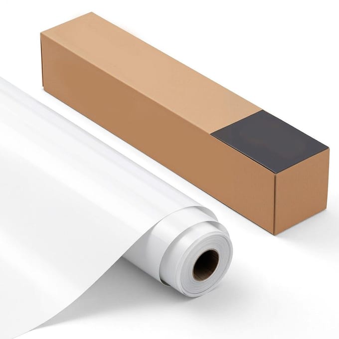 Vinyle Thermocollant HTV Vinyle à Repasser Rouleau 304,8 x 7260mm Blanc Brillant