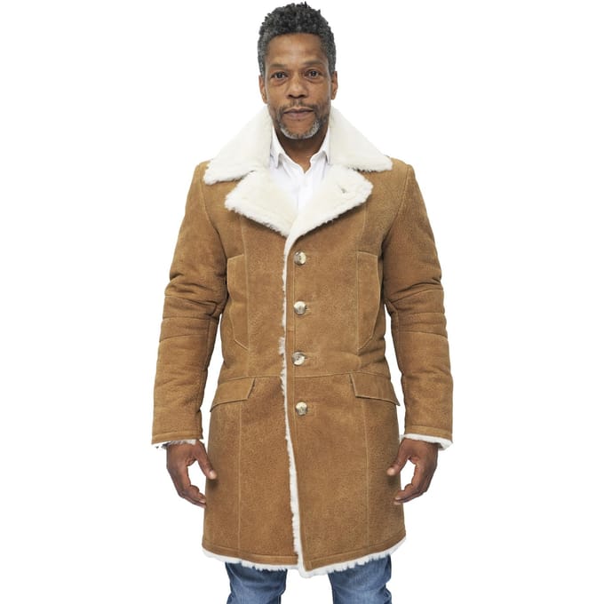 Heren warme schapenvacht trenchcoat-Managua