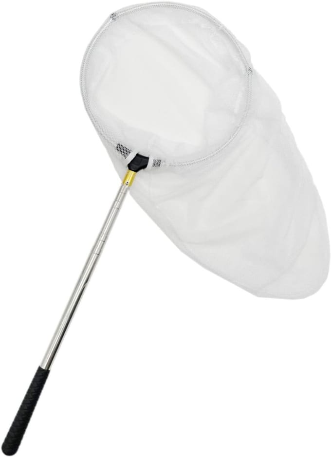 Zyrex® Schepnet Vissen - Visnet - Telescoop Schepnet - Duurzaam Net met Rubberen Coating - Wit - 173cm x 27cm x 28cm