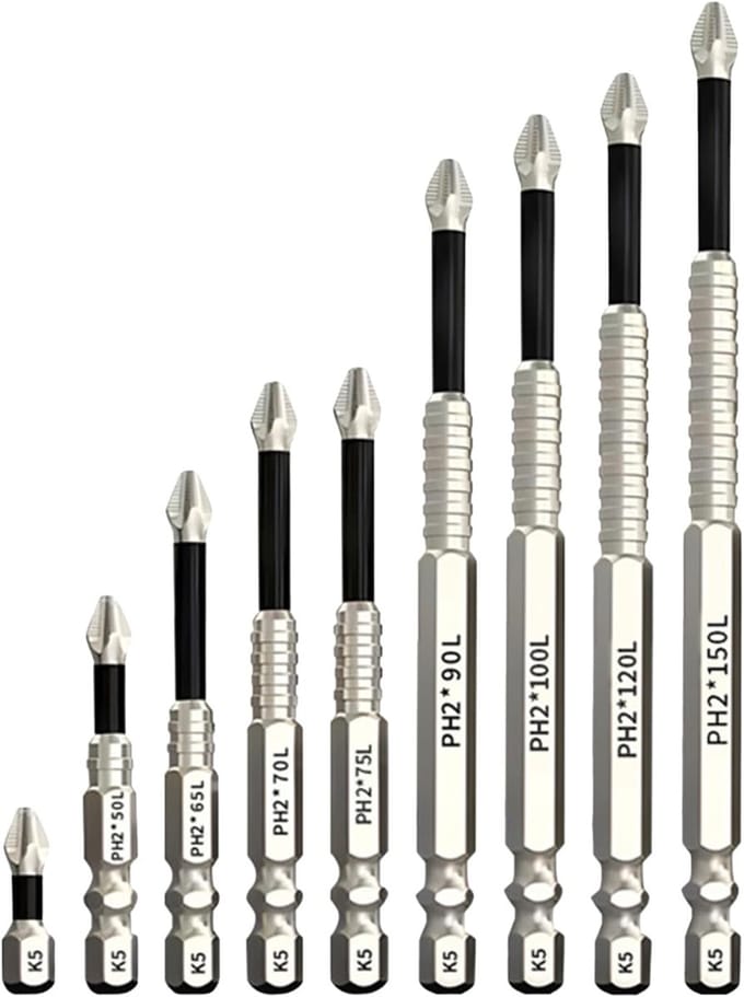 Schroevendraaierset Bits - Precisie Tool - Apparaten Repareren - Magnetische Punt - 9 Delig - Grijs
