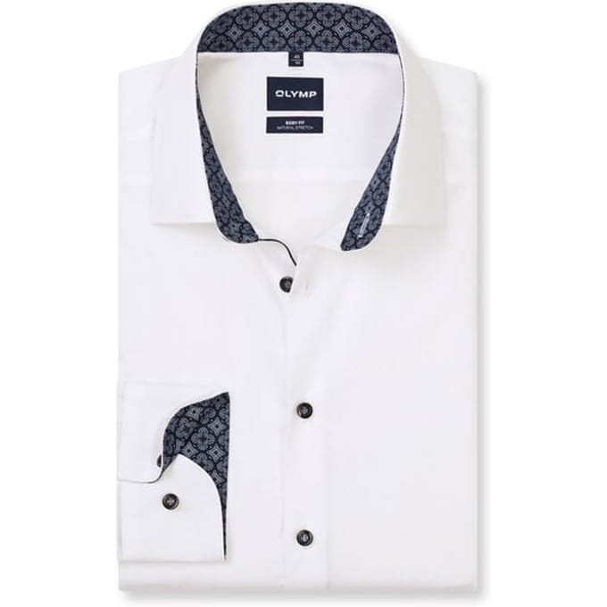 OLYMP Level Five Overhemd, Body Fit, Kent, Blauw