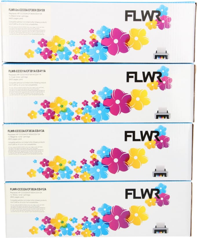 FLWR - Toner / 305A / 4-pack Zwart en Kleur - Geschikt voor HP