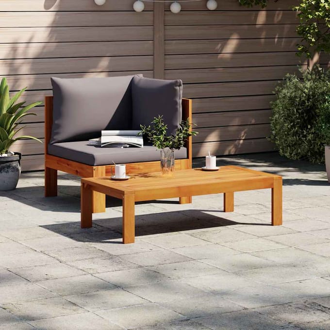 vidaXL - 2-delige - Loungeset - met - kussens - massief - acaciahout
