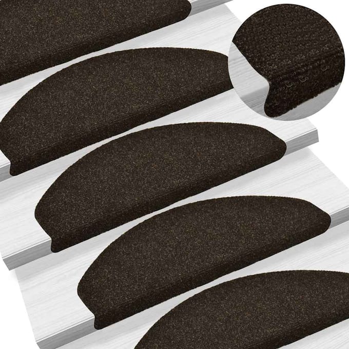 vidaXL - Trapmatten - Zelfklevend - 10 - st - 65x21x4 - cm - Donkerbruin - Halfrond - Groot