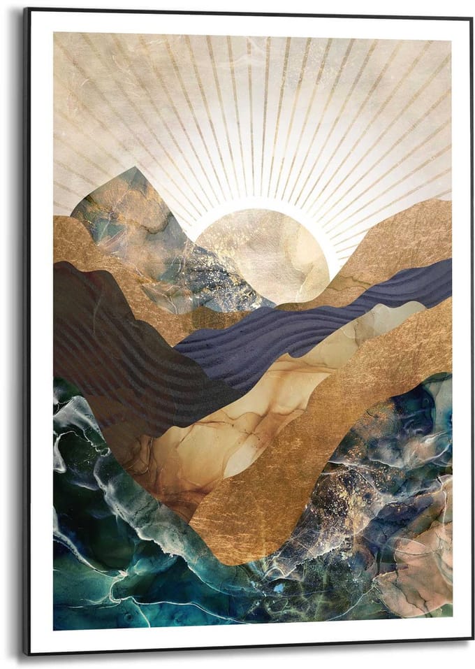 Schilderij Abstracte zonsopkomst - 70 x 50 - Hout - REINDERS