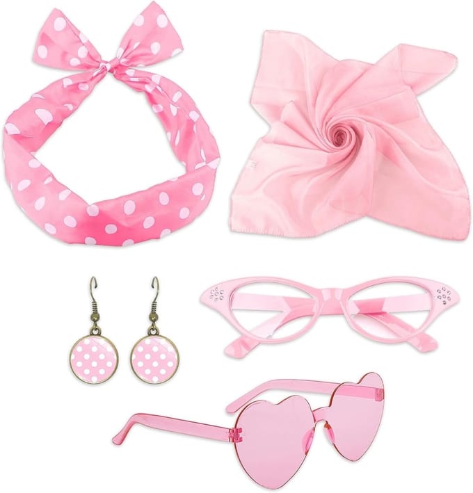 Retro 50s Kledingaccessoire Set met Chiffon voor Rockabilly Kostuum en Feestoutfit