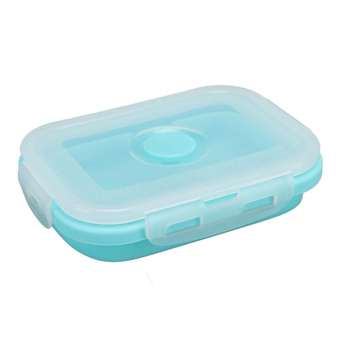 Opvouwbare Siliconen Voedselbewaarcontainer Hittebestendig Magnetronbestendig Lunchbox 350ml blauw