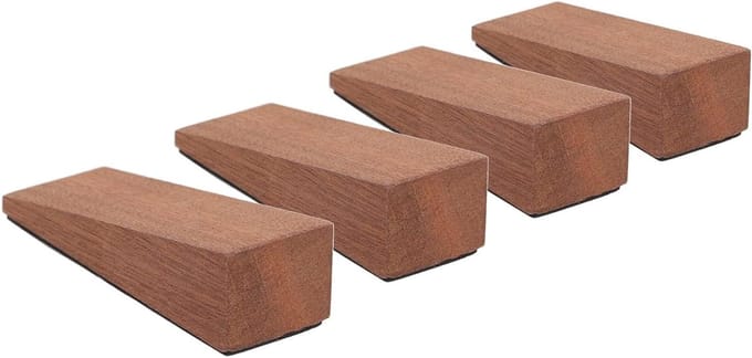 Houten Deurstopper - Deurwig Stabilisator - Deuren Open Houden - Antislip Driehoek - 9 x 7 x 6 cm - Beige
