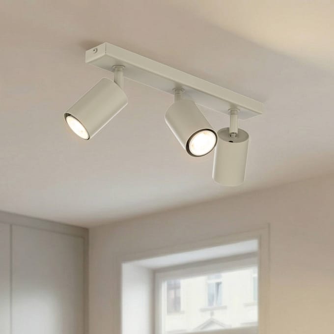 SIGMA Plafondspot Zoom, 3-lamps, grijs-beige, staal, GU10