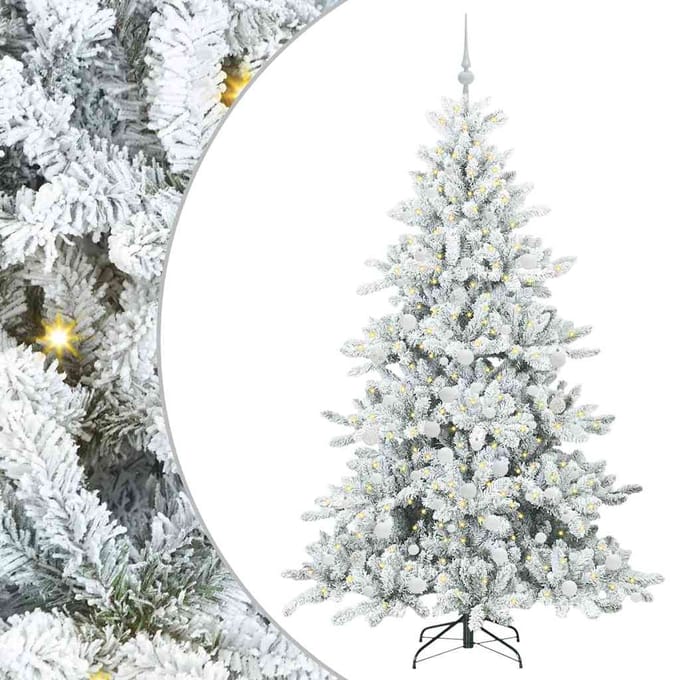 vidaXL - Kunstmatige - Hinged - Kerstboom - Wit - 180 - cm - PVC - en - Staal
