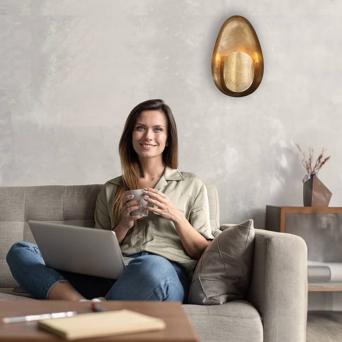Bronskleurige wandlamp Brassi ovaal 3680BR van Anne Light - E27 fitting, trendy design, geschikt voor binnen gebruik, veelzijdig als wand- of plafondlamp