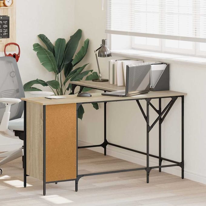 vidaXL - Bureau - 141x141x75 - cm - bewerkt - hout - sonoma - eikenkleurig