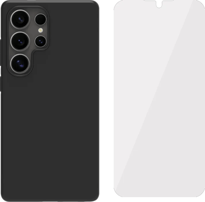 BlueBuilt  Samsung Galaxy S25 Ultra Back Cover Zwart + BlueBuilt Screenprotector Glas