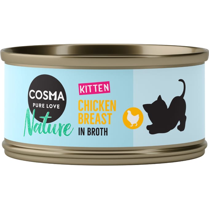 24x70g Voordeelpakket Nature Kitten - Kip - Cosma Kattenvoer