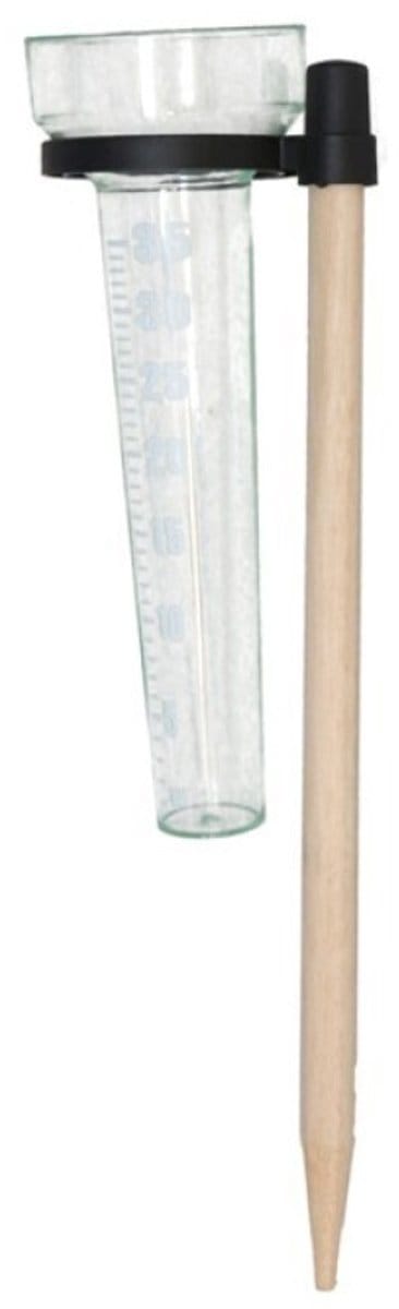 Gerimport Regenmeter - transparant - kunststof/hout - 37 x 10 cm - neerslagmeter tuin