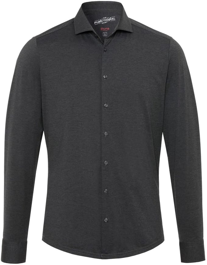 Pure H.Tico The Functional Shirt Antraciet - Maat 37 - Heren - Overhemden Casual