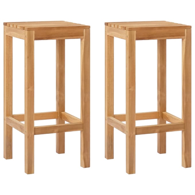 vidaXL - Barkruk - 2 - st - Naturel - Massief - Teakhout