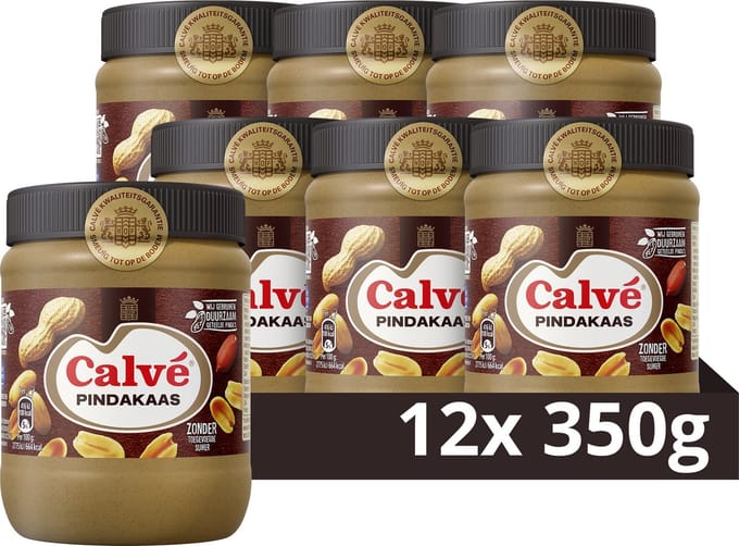 Calvé Pindakaas - Regular - smeuïg tot op de bodem - 12 x 350 g