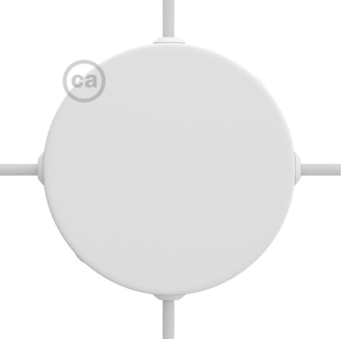 Witte metalen plafondkap, 120mm met 4 zijgaten