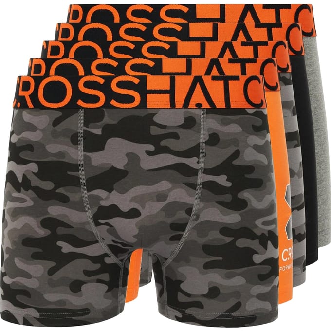 Crosshatch Heren Endocamo Regular Boxershorts (Verpakking van 5) (Oranje)