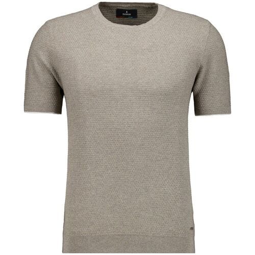 Ragman Trui Texture Knit Tone-In-Tone Short Sleeve Round Neck Walnut / male