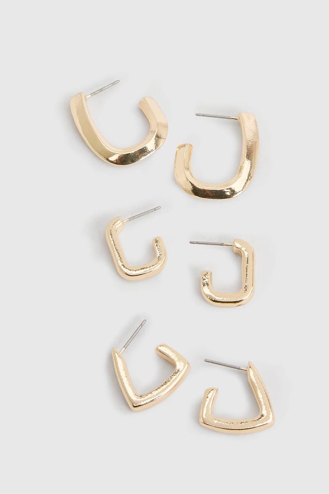 boohoo Dames Gouden Creolen Oorbellen 3-pack