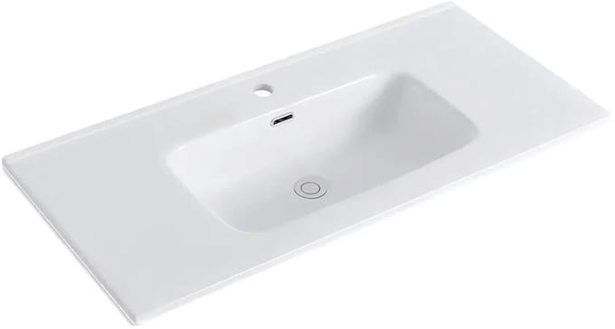 DutchLine - Keramische Wastafel OVI 100CM - Glans wit - 1 Kraangat