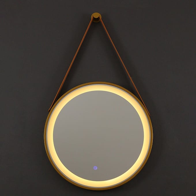 LINEA UNO - Kairo 60 x 60 - Goud - Spiegel - Rond - LED-verlichting (dimbaar) - Anti-condens - 301689