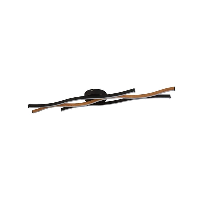Searchlight LED plafondlamp Bloom Swirl zwart/hout