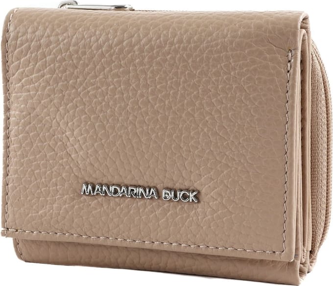 MANDARINA DUCK Leren Portemonnee Mellow Wallet Warm Taupe Lichtbruin