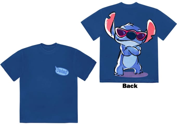 Disney - Stitch Ohana Heren T-shirt - M - Blauw