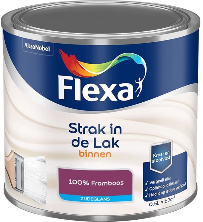 Flexa - Strak In De Lak Binnenlak Zijdeglans - 100% Framboos - Mengverf - 500 Ml