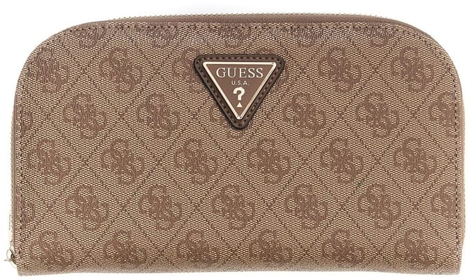 GUESS portemonnee Latona Zip Around Organizer Latte Logo Lichtbruin